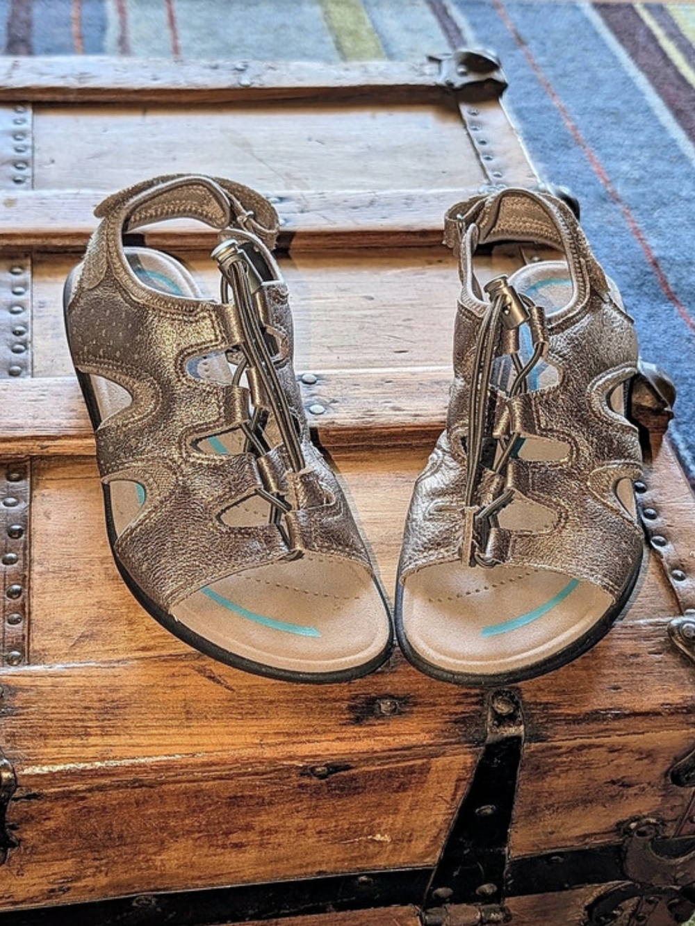 ECCO Bluma Toggle Gladiator Sport Sandals Bronze Metallic Women Shoes Size 8 8.5